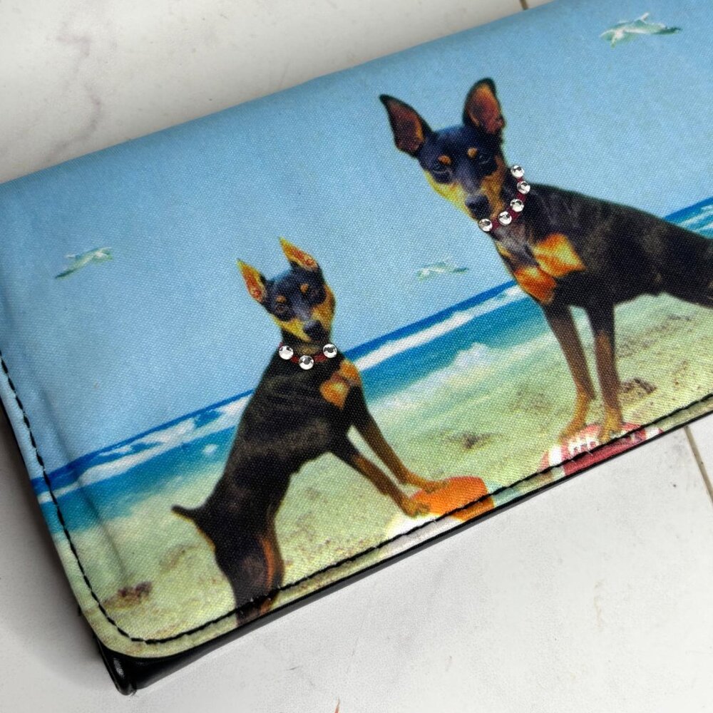 Blossom Collection Miniature Pinscher Dog Beach Print Rhinestone Long Wallet Y2K - Picture 2 of 10